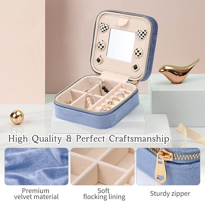 Dajasan Velvet Travel Jewelry Box, Mini Travel Jewelry Case, Small Portable - Image 5