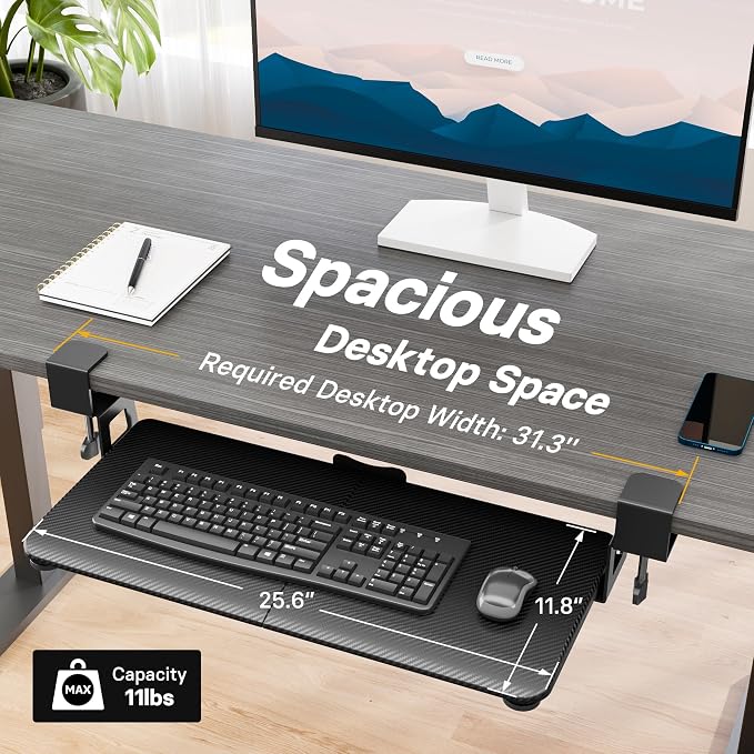 BONTEC KMT01 Under Desk Keyboard Tray, Pull-Out Keyboard & Mouse Platform - Image 5