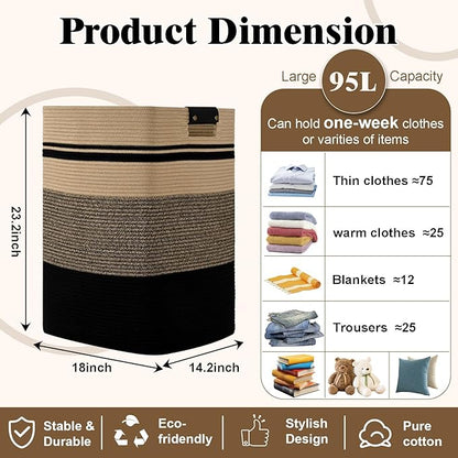 Laundry Hamper, 95L Tall Laundry Basket - Image 3