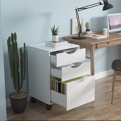 QDSSDECO 3 Drawer Mobile File Cabinet, Rolling Vertical Filing Cabinet fits A4 - Image 2