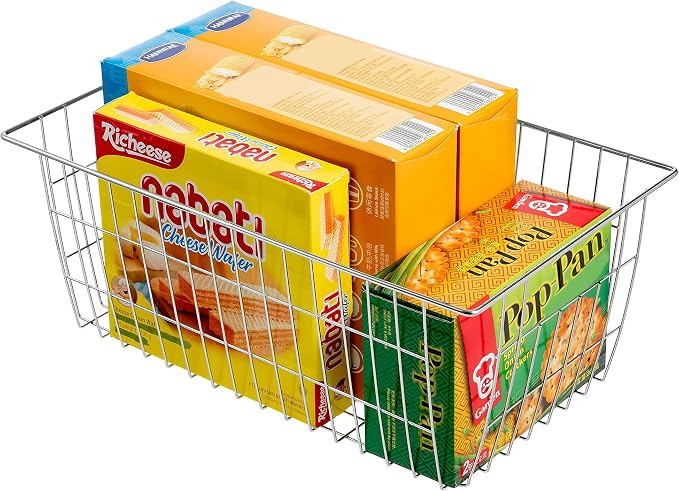 Slideep Wire Baskets Farmhouse Freezer Organizer Storage Bin Basket - Image 5