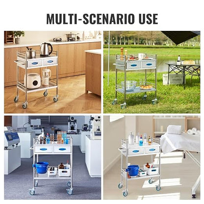VEVOR Lab Serving Cart Utility Cart Stainless Steel Medical Cart - Image 6