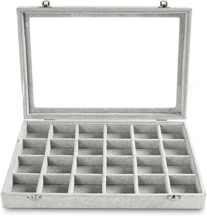 Frebeauty 24 Grid Earring Holder Organizer Tray, Jewelry Organizers and Storage - Image 4