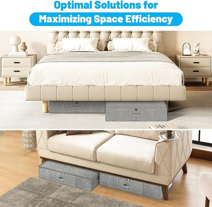 Under Bed Storage Container Bin 3 Pack, Low Profile Foldable Underbed Clothes - Image 4
