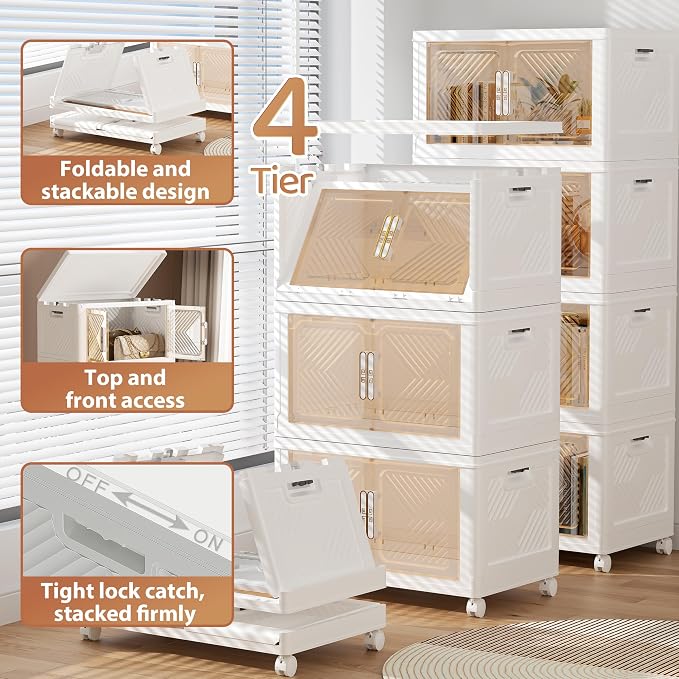 Storage Bins with Lid 76QT, Stackable Storage Containers with Wheels and - Image 6
