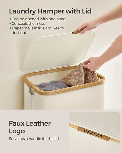 SONGMICS Laundry Hamper with Lid, Large Laundry Basket, 23.8 Gallons, Removable - Image 4