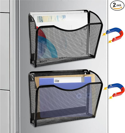 2-Pack Magnetic File Holder-File Folder Organizer, No Drilling Paper Document by Hugnew