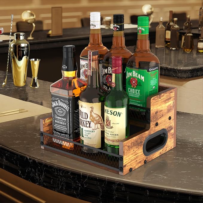 Liquor Bottle Display Shelf, Coffee Syrup Rack Organizer, 2 Step Countertop - Image 7