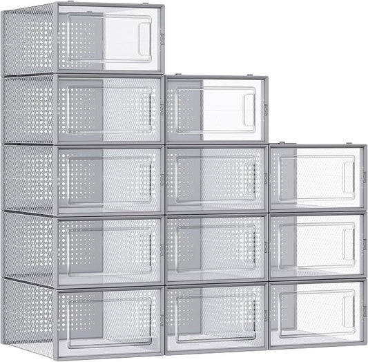 SONGMICS Shoe Boxes, Stackable Clear Plastic Boxes by SONGMICSbySONGMICSHOME