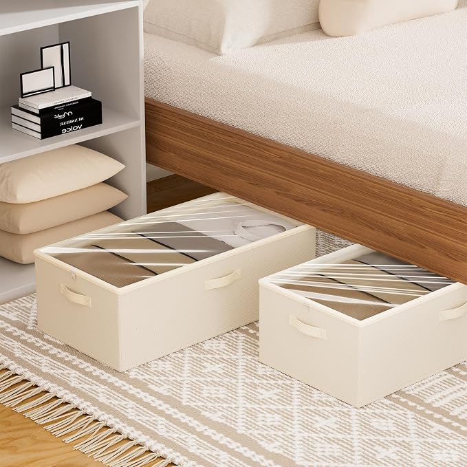 2 Pack Under Bed Storage Containers, 10 Inch Tall Underbed Clothes Storage - Image 5