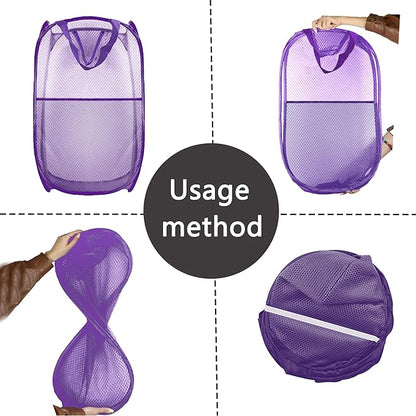 Collapsible Pop Up Laundry Hamper, Extra Large Mesh Foldable Laundry Basket Bag - Image 4
