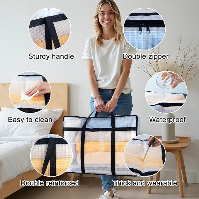8 Pack Clear Blanket Storage Bags - Image 3