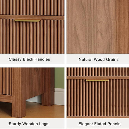 Mid-Century Fluted 8 Drawers Dresser, Modern Wooden Tall Dresser - Image 5