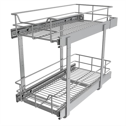 2 Tier Pull Out Cabinet Organizer 11" W X 22" D, Slide Out Drawers by STORKING
