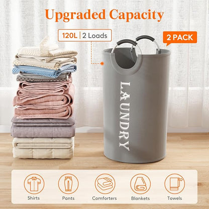 Lifewit 120L 2-Pack Large Laundry Basket, Collapsible Laundry Hamper - Image 4