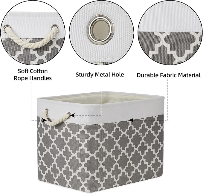 Bidtakay Large Fabric Storage Basket Set of 2 Collapsible Rectangle Basket - Image 7