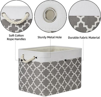 Bidtakay Large Fabric Storage Basket Set of 2 Collapsible Rectangle Basket - Image 7