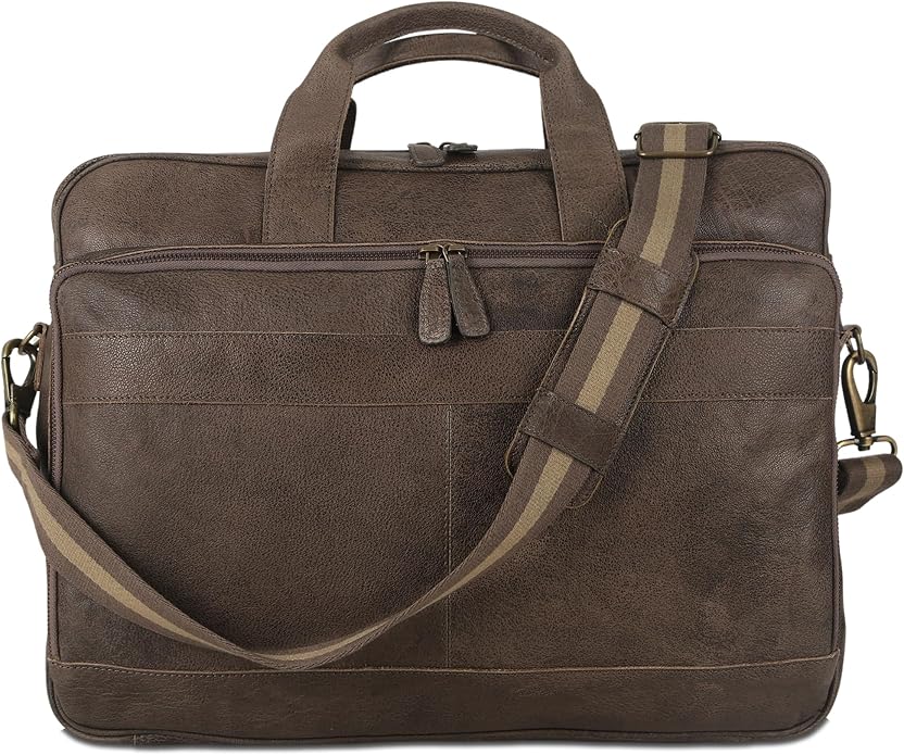 KomalC 16 Inch Leather briefcases Laptop Messenger Bags - Image 8