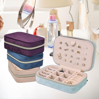 Dajasan Velvet Jewelry Boxes, Mini Travel Jewelry Case, Small Portable Travel - Image 7