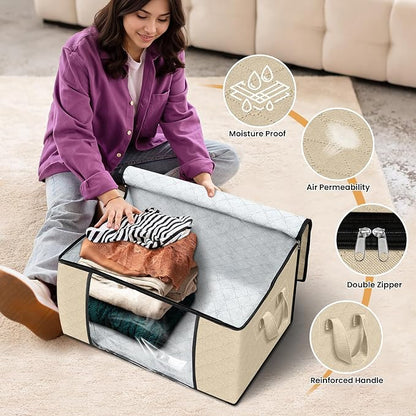Fab totes 3 Pack Clothes Storage, Foldable Thick Fabric Blanket Storage Bags - Image 4