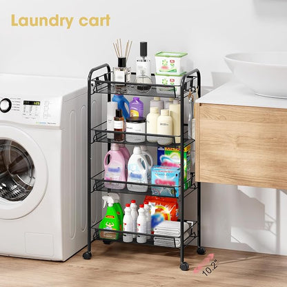 TOOLF 4-Tier Rolling Cart, Metal Utility Cart - Image 9