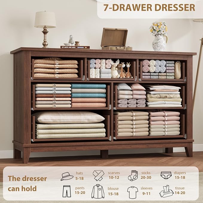 GarveeHome 7 Dresser for Bedroom, 54 in Wide Drawer Dresser - Image 6