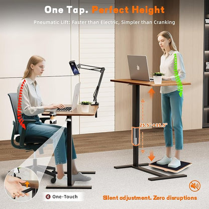Overbed Bedside Table with Wheels, Adjustable Hospital Bedside Desk, Rolling - Image 4