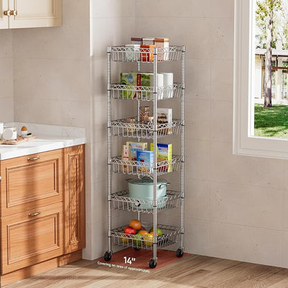 6 Shelves Storage Shelf Wire Closet Bathroom Organizers Metal Pantry Kitchen - Image 2