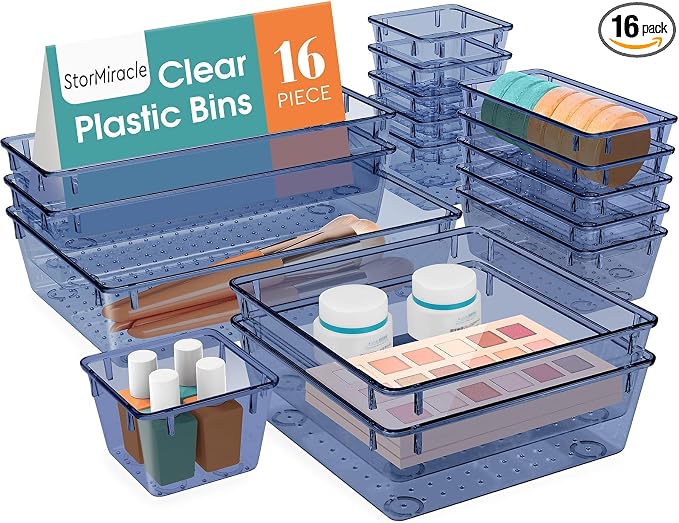 16 PCS Drawer Organizer Set, 5 Varied Size Bathroom and kitchen Drawer cabinet by StorMiracle