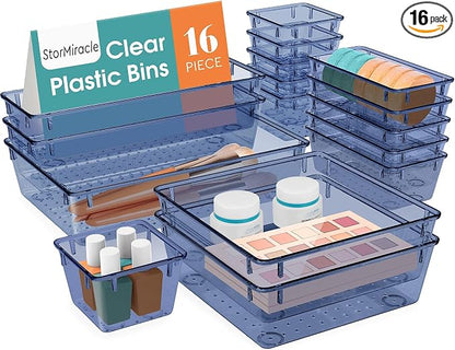 16 PCS Drawer Organizer Set, 5 Varied Size Bathroom and kitchen Drawer cabinet by StorMiracle
