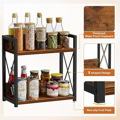Giikin Kitchen Counter Shelf, Kitchen Countertop Organizer, 2 Tier Spice Rack - Image 2