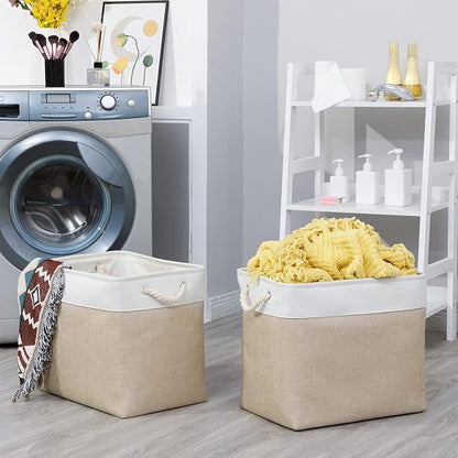 Bidtakay Storage Baskets for Shelves 17x12x15 in Beige Clothes Bins Storage for - Image 2