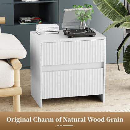 White Nightstand Set of 2, Modern Night Stand - Image 3