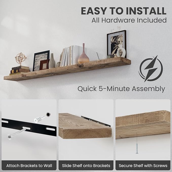 72 inch Floating Shelves for Wall, Floating Shelf Wall Hanging Shelves - Image 5