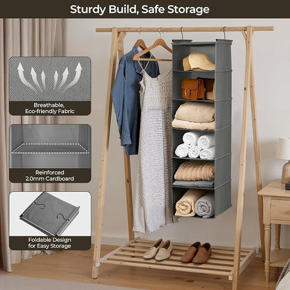 GRANNY SAYS 6 Shelf Hanging Closet Organizers and Storage, Collapsible Closet - Image 4