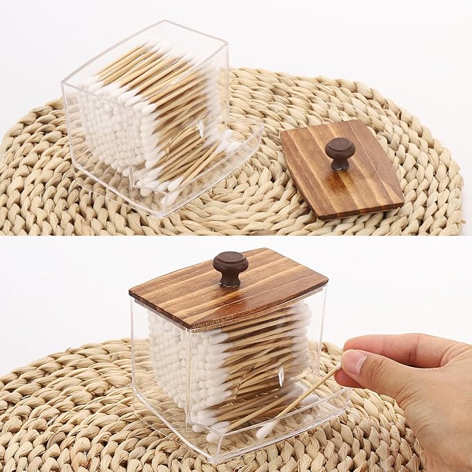 Tbestmax 10oz Qtip Holder Dispenser Big Clear Bathroom Container - Image 4