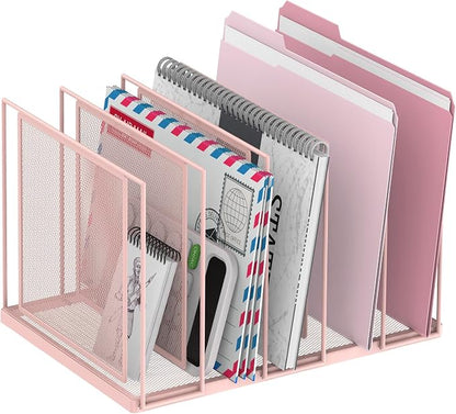 File Organizer for Desk, 5-Section Vertical File Sorter, Paper Holder Organizer by JMHUD