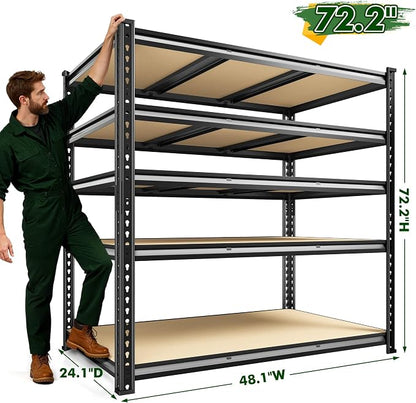 2800 LBS Garage Shelving 72.2" H Garage Storage Shelves, 5 Tier Adjustable - Image 3