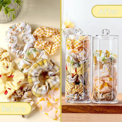 Chengu 2 Pcs Acrylic Scrunchie Holder Organizer Dustproof Clear Hair Ties - Image 3