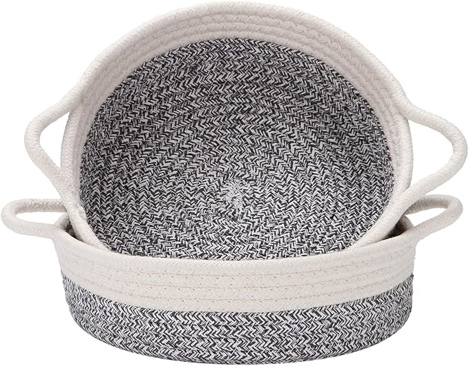 Sea Team 2-Pack Cotton Rope Baskets, 10 x 3 Inches Small Woven Storage Basket by SeaTeam