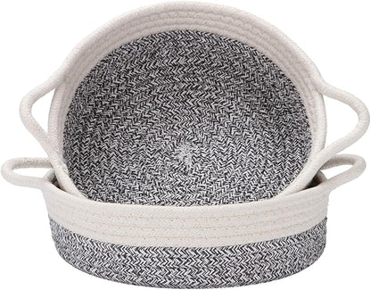 Sea Team 2-Pack Cotton Rope Baskets, 10 x 3 Inches Small Woven Storage Basket by SeaTeam