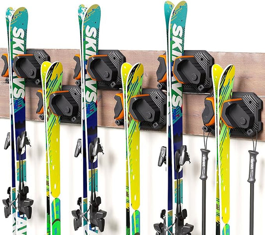 Ski & Snowboard Wall Rack for Garage Wall Fits Any Ski/board, Ski Wall Mount by SkifavsSkiWallMount