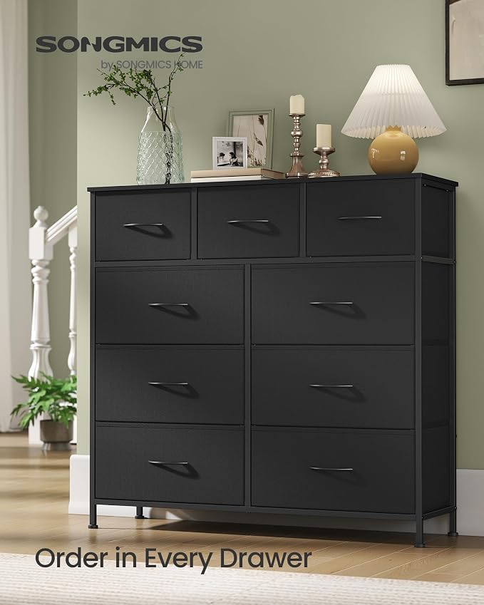 SONGMICS Dresser for Bedroom, Chest of Drawers, 9 Non-Woven Fabric Drawers - Image 3