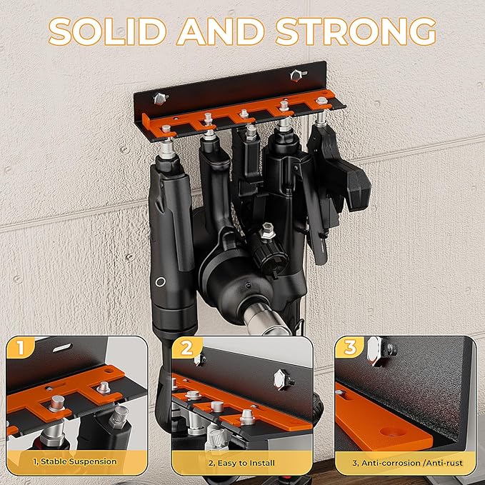 Air Tool Holder, Air Tool Rack for Garage Walls and Tool Cart Storage - Image 5