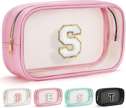 YOOLIFE Initial Birthday Gifts for Girls Kids Clear Makeup Bag Preppy Cosmetic by YOOLIFE