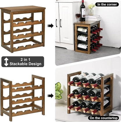VASMIA Wine Rack Freestanding Floor, 6-Tier Display Wine Storage Shelves - Image 6