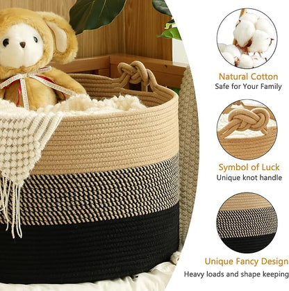 KAKAMAY Large Blanket Basket, Woven Rope Baskets - Image 3