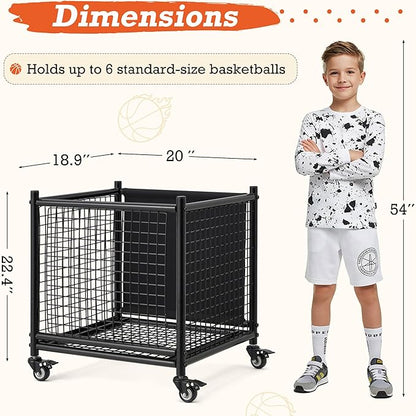 AECOJOY Ball Cart Storage, Rolling Basketball Bin - Image 2