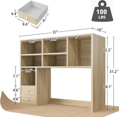 REIBII Desktop Bookshelf, High-Capacity Desk Hutch Organizer - Image 2