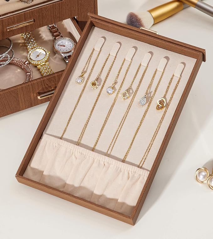 Homde Jewelry Organizer with Transparent Window Necklace Hooks Gift - Image 9